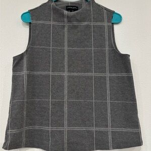 Cynthia Rowley Charcoal Gray Windowpane Knit Shell